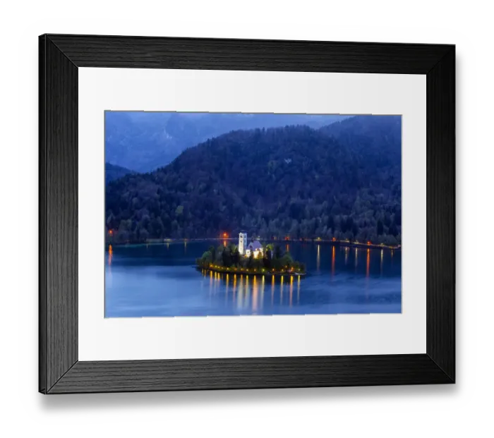 Framed Print : Europe, Slovenia. Lake Bled at sunset. Credit as: Jim Nilsen  /  Jaynes Gallery  /  DanitaDelimont