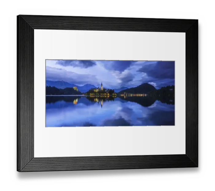 Framed Print : Europe, Slovenia. Lake Bled at sunset. Credit as: Jim Nilsen  /  Jaynes Gallery  /  DanitaDelimont