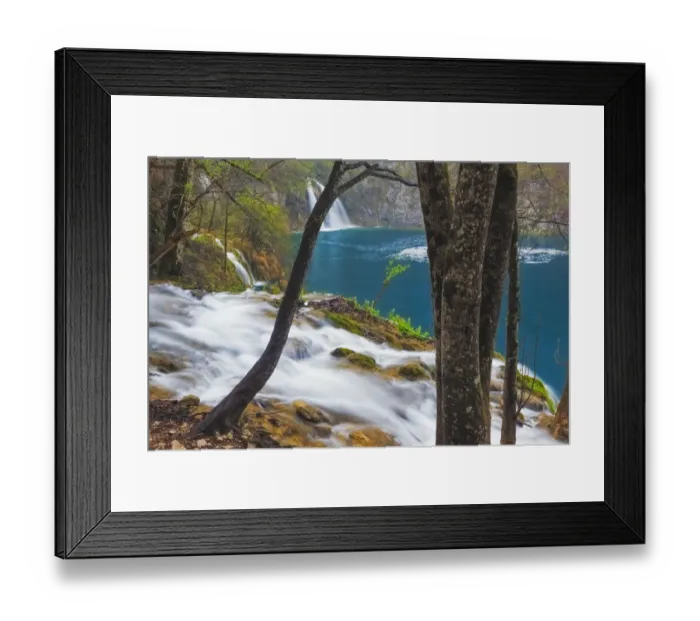Framed Print : Europe, Croatia, Plitvice Lakes National Park. Waterfalls into stream. Credit as Framed Print : Europe, Croatia, Plitvice Lakes National Park. Waterfalls into stream. Credit as