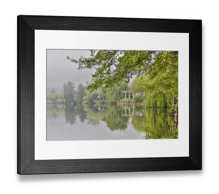 Framed Print : France, Cajarc. Early morning fog on the Lot River Framed Print : France, Cajarc. Early morning fog on the Lot River