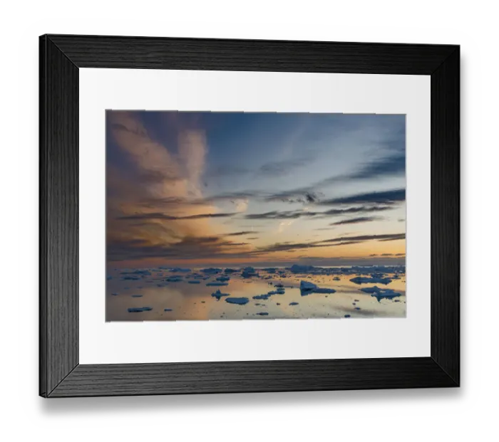 Framed Print : Ilulissat Icefjord also called kangia or Ilulissat Kangerlua, sunset over Disko Bay Framed Print : Ilulissat Icefjord also called kangia or Ilulissat Kangerlua, sunset over Disko Bay