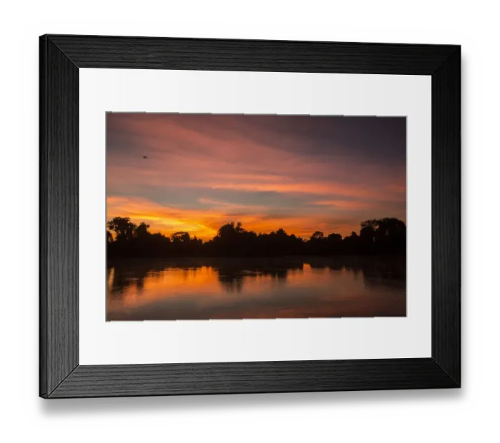 Framed Print : Pantanal, Mato Grosso, Brazil. Colorful sunrise on the Cuiaba river
