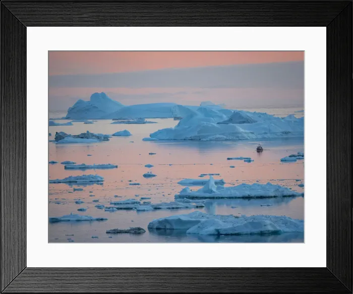 Framed Print : Boat at Ilulissat Icefjord, a UNESCO World Heritage Site, also called kangia or Ilulissat Framed Print : Boat at Ilulissat Icefjord, a UNESCO World Heritage Site, also called kangia or Ilulissat