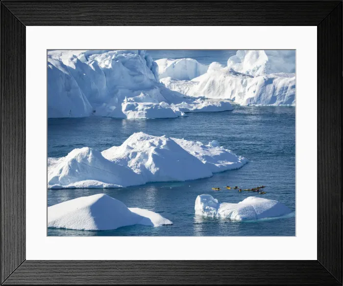 Framed Print : Boat at Ilulissat Icefjord, a UNESCO World Heritage Site, also called kangia or Ilulissat