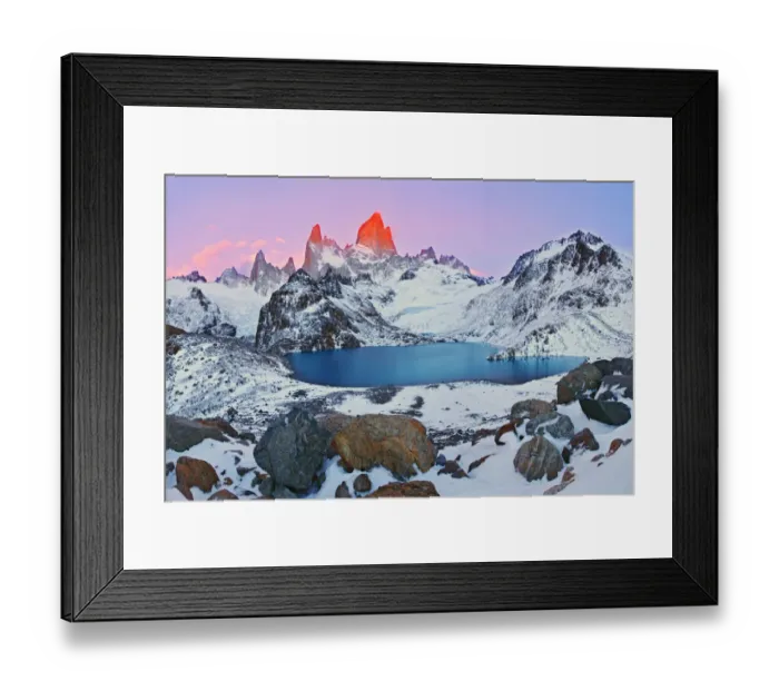 Framed Print : Argentina, Patagonia, Los Glaciares National Park. Sunrise on Mount Fitz Roy and Laguna de los Tres