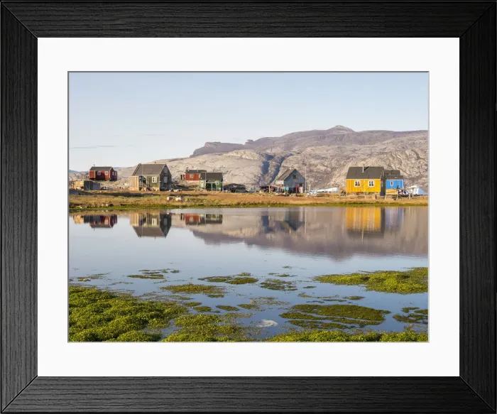 Framed Print : Ikerasak, a small traditional fishing village on Ikerasak Island in the Uummannaq fjord system