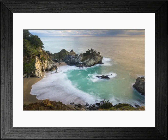 Framed Print : Cove at McWay Falls at sunset, Julia Pfeiffer Park, Big Sur Framed Print : Cove at McWay Falls at sunset, Julia Pfeiffer Park, Big Sur