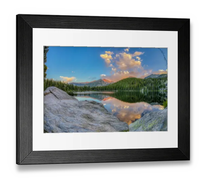 Framed Print : USA, Colorado, Rocky Mountain National Park. Longs Peak reflects in Bear Lake at sunset Framed Print : USA, Colorado, Rocky Mountain National Park. Longs Peak reflects in Bear Lake at sunset