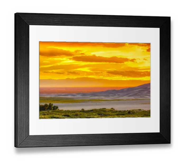 Framed Print : USA, Colorado, Great Sand Dunes National Park and Preserve. Sunset over dunes. Credit as Framed Print : USA, Colorado, Great Sand Dunes National Park and Preserve. Sunset over dunes. Credit as