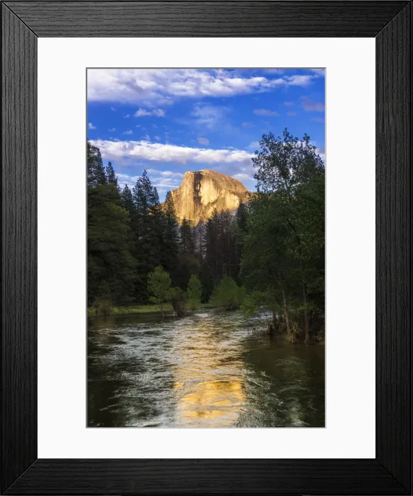 Framed Print : Evening light on Half Dome above the Merced River, Yosemite National Park, California, USA Framed Print : Evening light on Half Dome above the Merced River, Yosemite National Park, California, USA