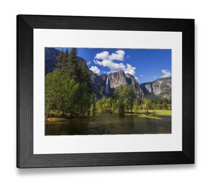 Framed Print : Yosemite Falls above the Merced River, Yosemite National Park, California, USA