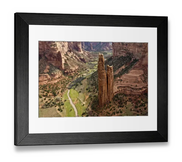 Framed Print : Spider Rock Viewpoint and Canyon de Chelly River. Canyon de Chelly National Monument