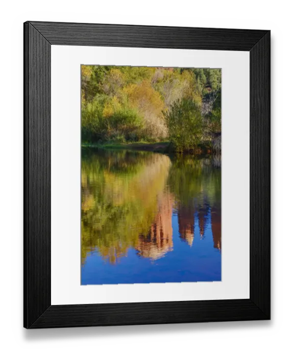 Framed Print : Sedona and the Red Rock Crossing with river reflecting the red rock