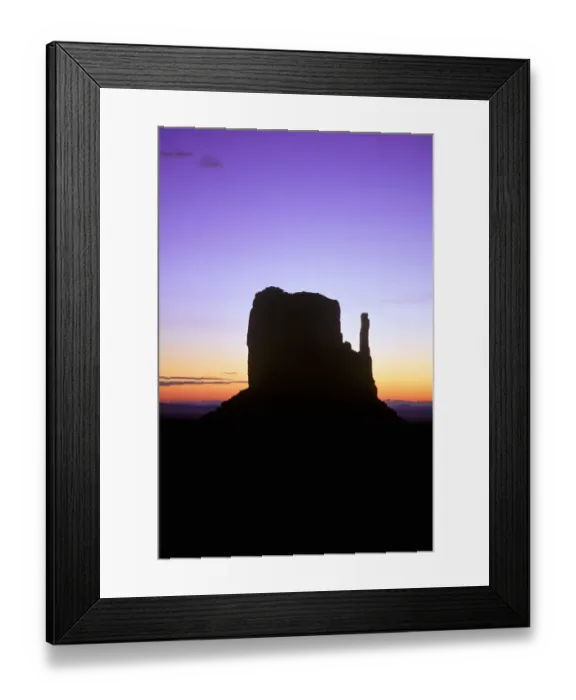 Framed Print : Mitten Buttes silhouetted against dawn sky, Monument Valley Navajo Tribal Park, Arizona, USA