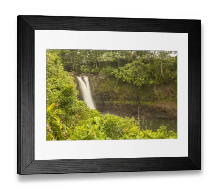 Framed Print : USA, Hawaii, Rainbow Falls. Waterfall and tropical landscape