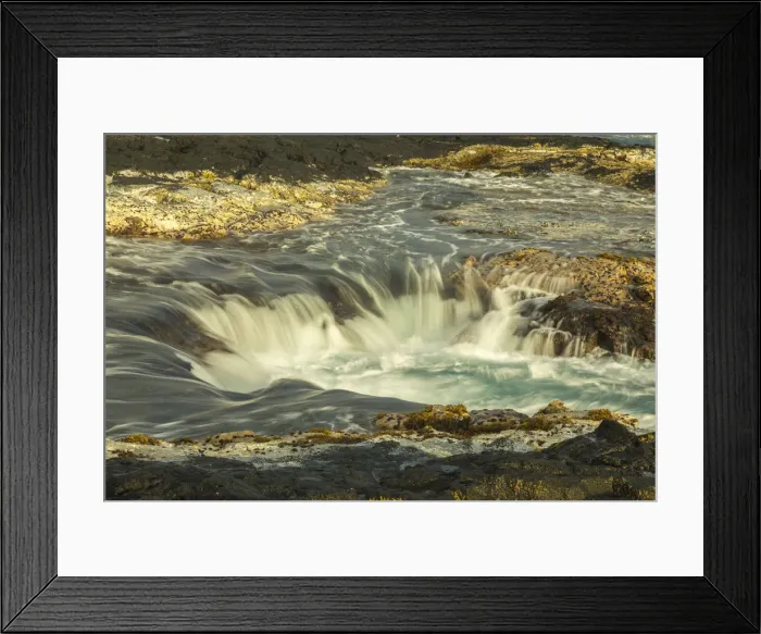 Framed Print : USA, Hawaii, Wawaloli Beach Park. Scenic of The Well cascade