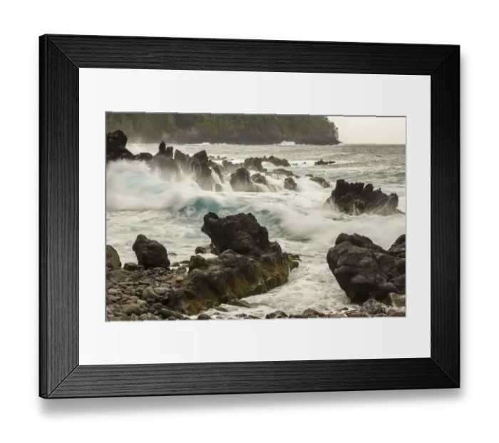 Framed Print : USA, Hawaii, Laupahoehoe Beach Point State Park. Crashing waves on shore rocks. Credit as Framed Print : USA, Hawaii, Laupahoehoe Beach Point State Park. Crashing waves on shore rocks. Credit as
