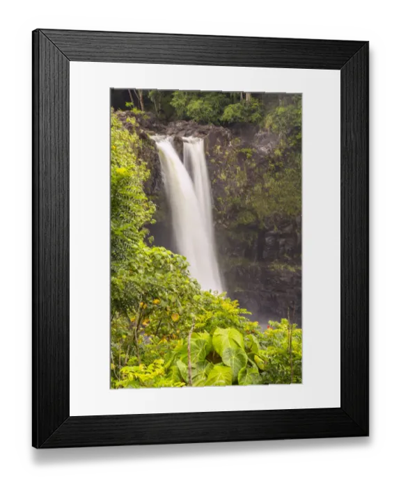 Framed Print : USA, Hawaii, Rainbow Falls. Waterfall and tropical landscape