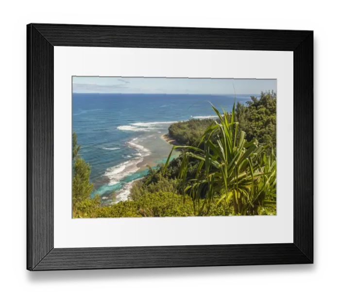 Framed Print : USA, Kauai, Coast. Coastline and ocean landscape