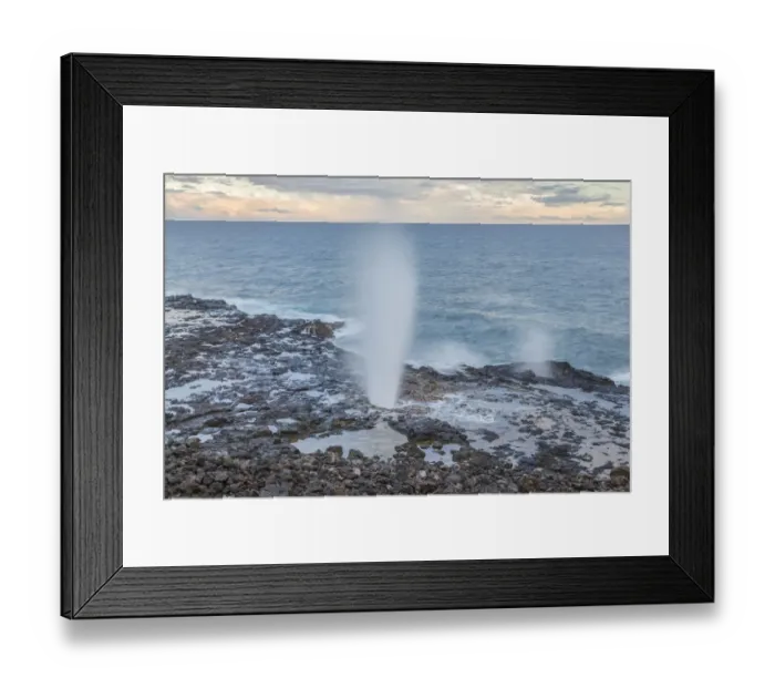 Framed Print : USA, Hawaii, Kauai. Spouting Horn spray and ocean Framed Print : USA, Hawaii, Kauai. Spouting Horn spray and ocean