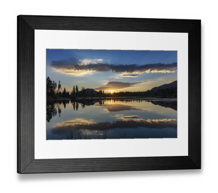 Framed Print : Sunrise clouds reflecting into Sprague Lake in Rocky Mountain National Park, Colorado Framed Print : Sunrise clouds reflecting into Sprague Lake in Rocky Mountain National Park, Colorado