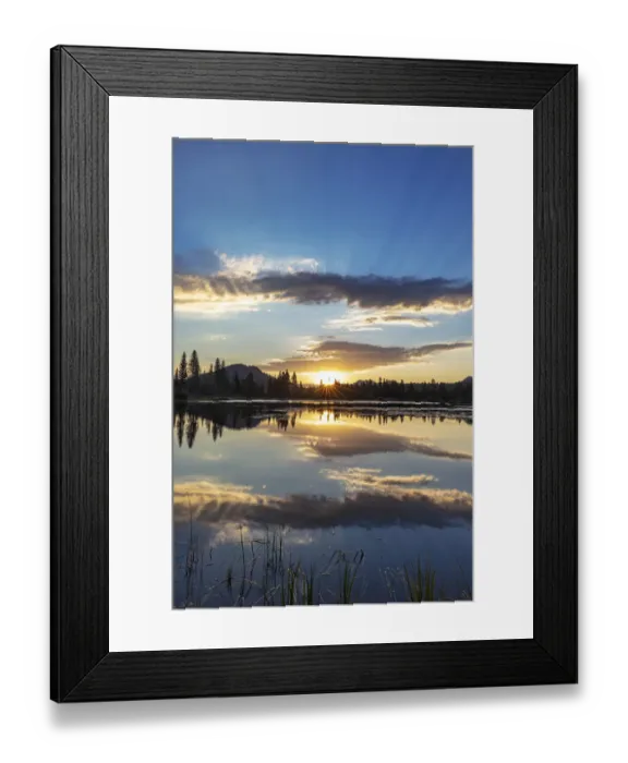 Framed Print : Sunrise clouds reflecting into Sprague Lake in Rocky Mountain National Park, Colorado Framed Print : Sunrise clouds reflecting into Sprague Lake in Rocky Mountain National Park, Colorado
