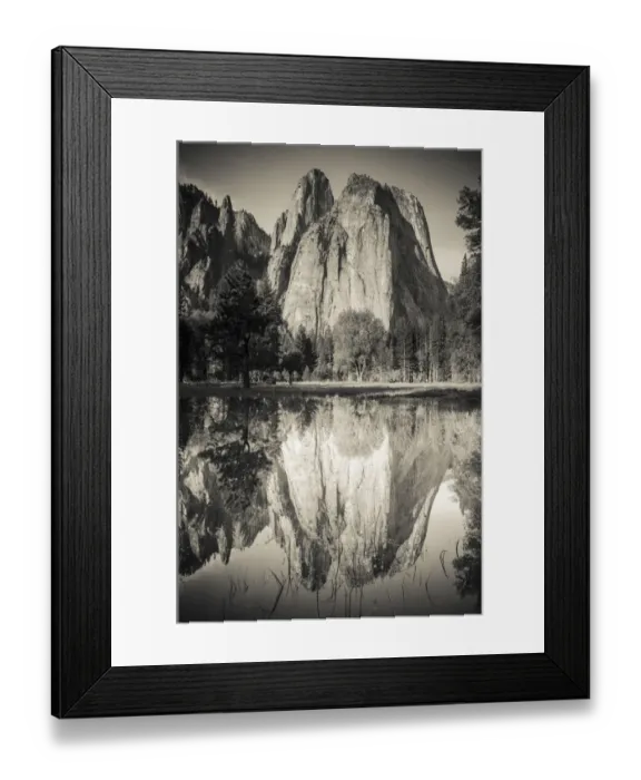 Framed Print : Cathedral Rocks reflected in pond, Yosemite National Park, California