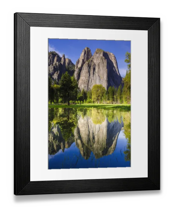 Framed Print : Cathedral Rocks reflected in pond, Yosemite National Park, California, USA Framed Print : Cathedral Rocks reflected in pond, Yosemite National Park, California, USA