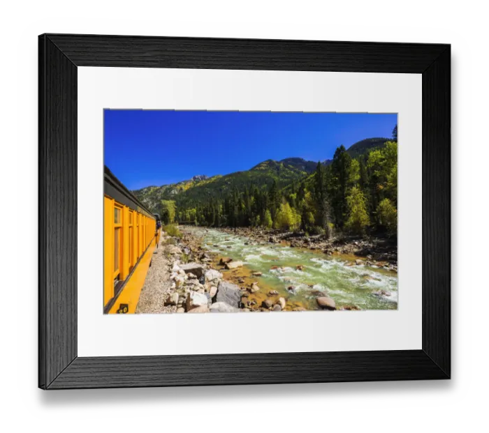 Framed Print : Durango & Silverton Narrow Gauge Railroad on the Animas River, San Juan National Forest