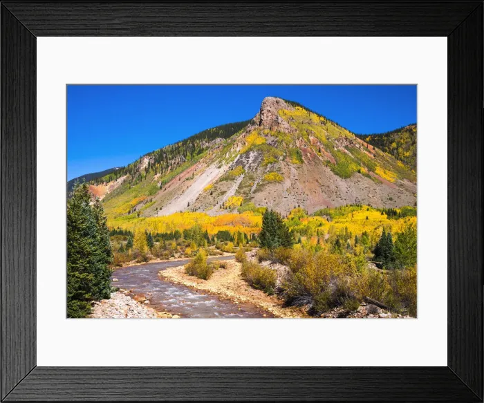 Framed Print : Fall color along Mineral Creek under Red Mountain Pass, San Juan National Forest