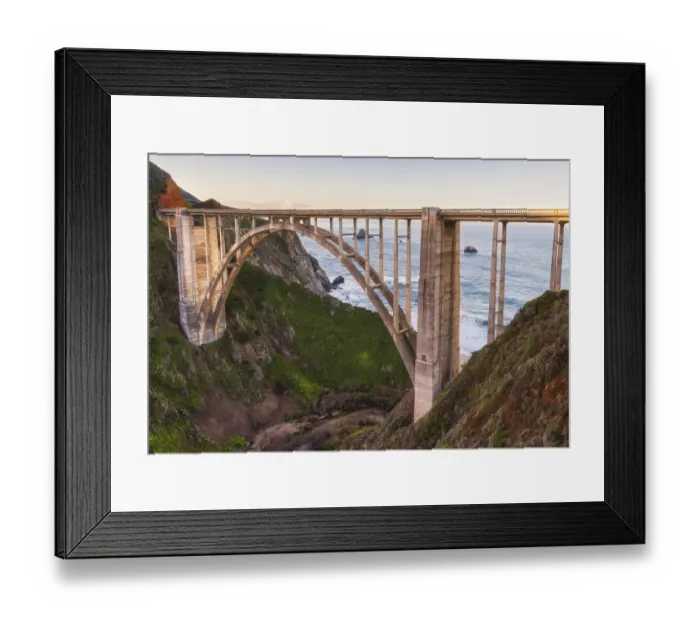 Framed Print : The backside view of Bixby Bridge against the Pacific Ocean Framed Print : The backside view of Bixby Bridge against the Pacific Ocean
