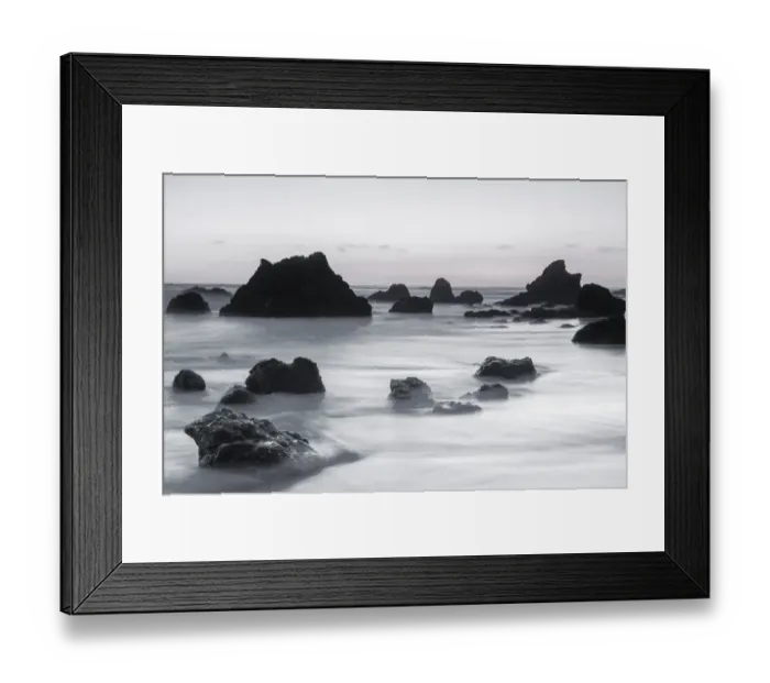 Framed Print : Sea stacks at dusk, El Matador State Beach, Malibu, California, USA
