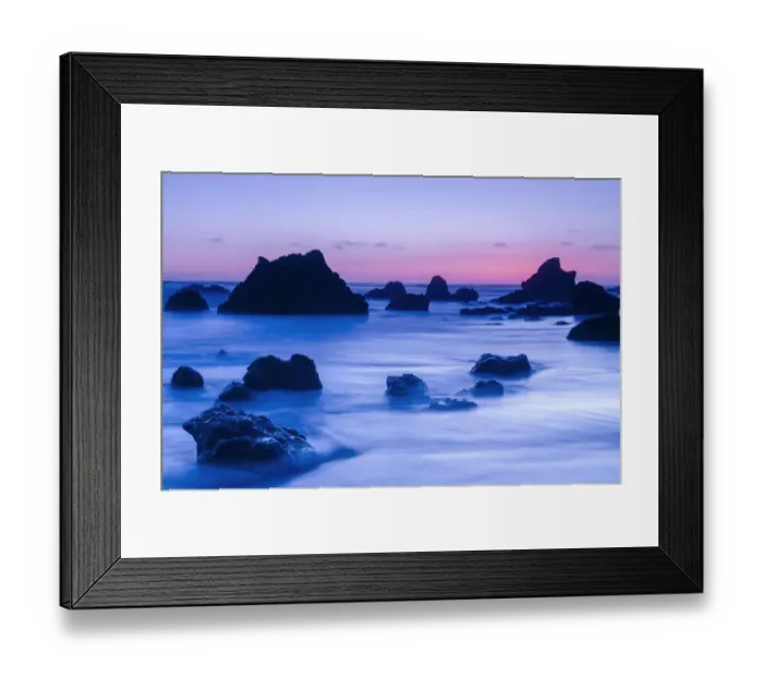 Framed Print : Sea stacks at dusk, El Matador State Beach, Malibu, California, USA Framed Print : Sea stacks at dusk, El Matador State Beach, Malibu, California, USA