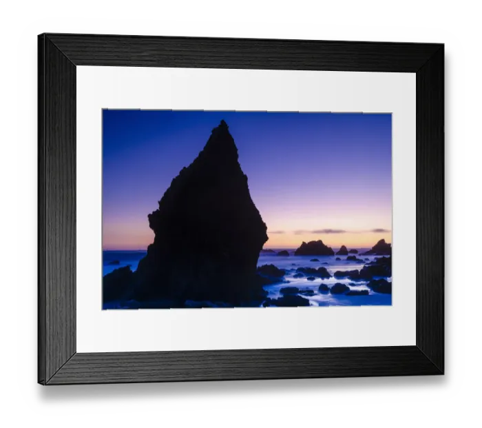 Framed Print : Sea stacks at dusk, El Matador State Beach, Malibu, California, USA