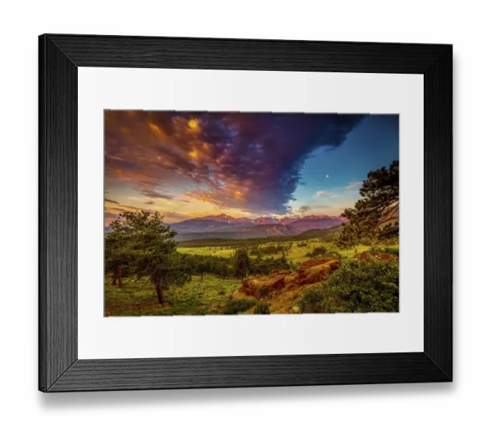 Framed Print : USA, Colorado, Rocky Mountain National Park. Mountain and valley landscape at sunset Framed Print : USA, Colorado, Rocky Mountain National Park. Mountain and valley landscape at sunset