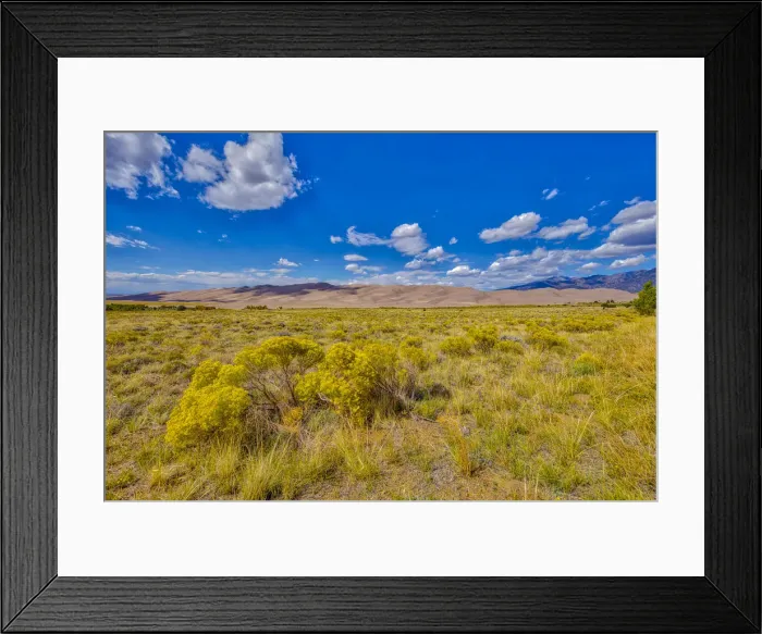 Framed Print : USA, Colorado, Great Sand Dunes National Park and Preserve. Landscape of plain and dunes Framed Print : USA, Colorado, Great Sand Dunes National Park and Preserve. Landscape of plain and dunes