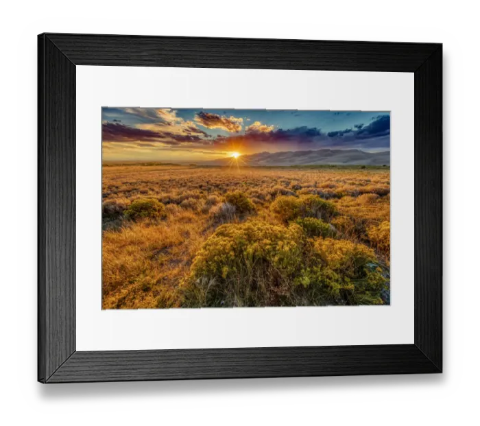 Framed Print : USA, Colorado, Great Sand Dunes National Park and Preserve. Sunset over dunes and plain Framed Print : USA, Colorado, Great Sand Dunes National Park and Preserve. Sunset over dunes and plain