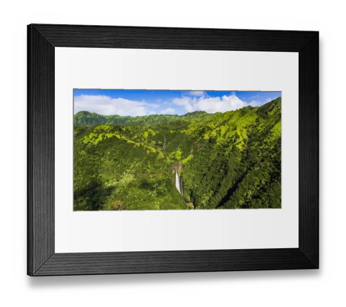 Framed Print : Manawaiopuna Falls (aerial) also known as Jurassic Park Falls, Hanapepe Valley, Kauai, Hawaii, USA Framed Print : Manawaiopuna Falls (aerial) also known as Jurassic Park Falls, Hanapepe Valley, Kauai, Hawaii, USA