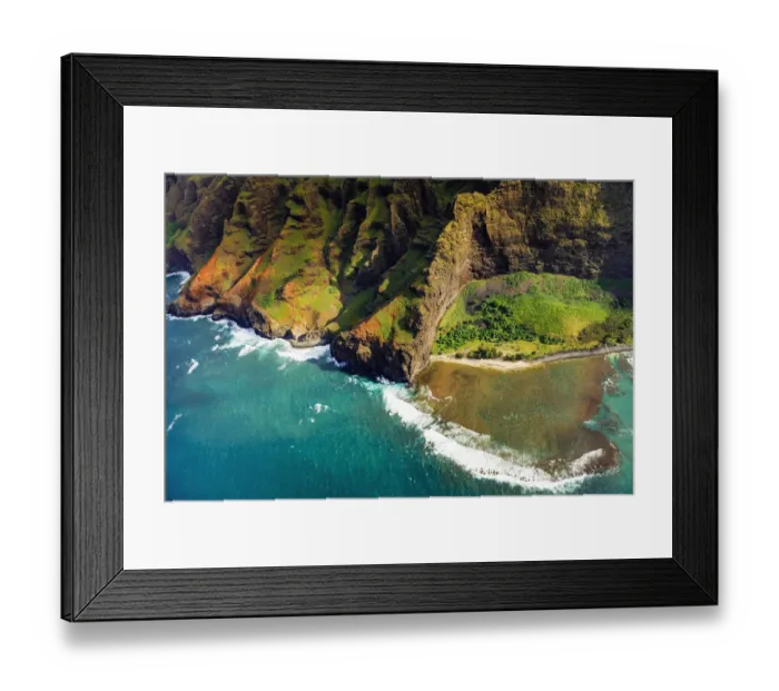 Framed Print : Nualolo Kai Beach and the Na Pali Coast, Nualolo Kai State Park, Kauai, Hawaii, USA