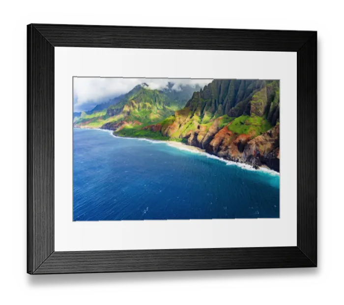 Framed Print : Kalalau Beach on the Na Pali Coast, Coast Wilderness State Park, Kauai, Hawaii, USA