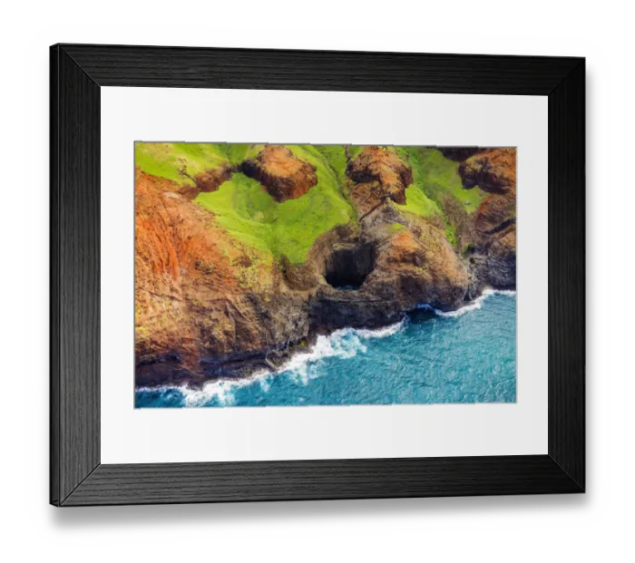 Framed Print : The Bright Eye open ceiling sea cave on the Na Pali Coast, Coast Wilderness State Park