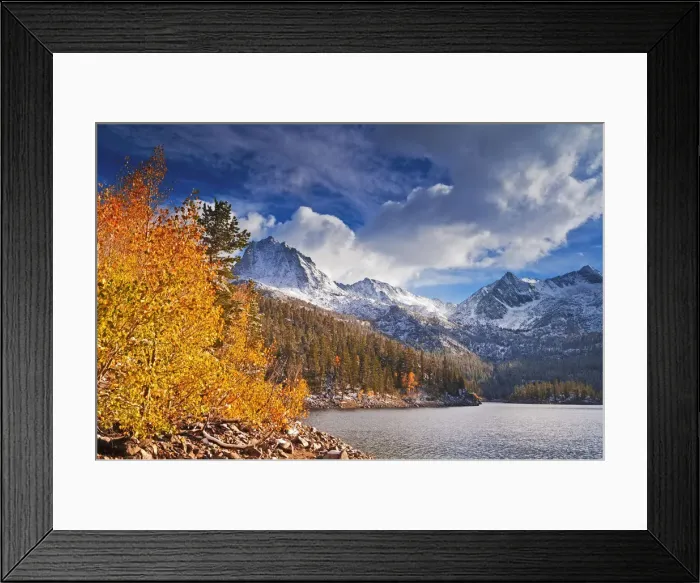 Framed Print : Fall aspens under Sierra peaks from South Lake, John Muir Wilderness, Sierra Nevada Mountains