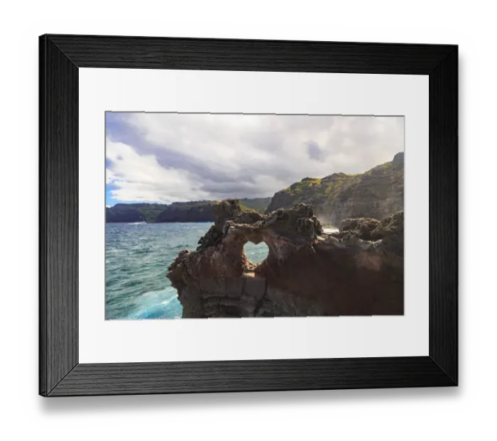 Framed Print : Heart-shaped opening near Nakalele Blowhole, land mass on the eastern edge of Framed Print : Heart-shaped opening near Nakalele Blowhole, land mass on the eastern edge of