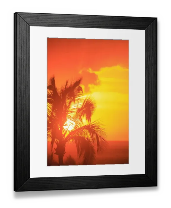 Framed Print : Sunset and palm trees, Wailea, Maui, Hawaii