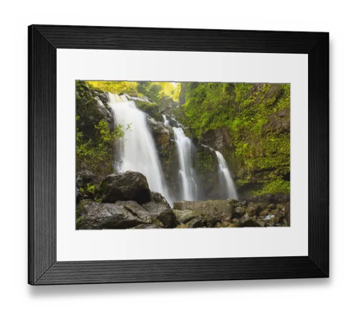 Framed Print : Waikani Falls, Hana Highway near Hana, East Maui, Hawaii, USA