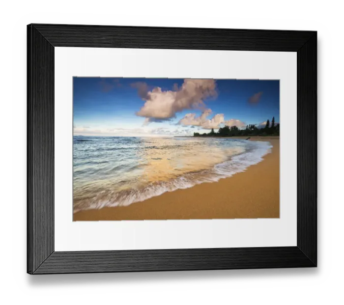 Framed Print : Evening light over the Pacific from Tunnels Beach, Kauai, Hawaii, USA