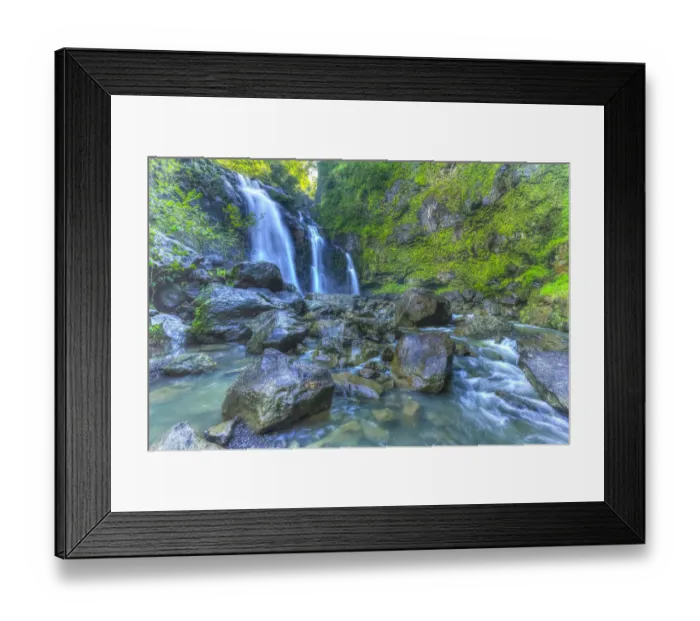 Framed Print : Waikani Falls, Hana Highway near Hana, East Maui, Hawaii, USA