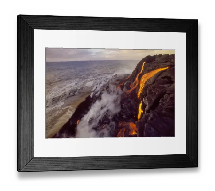 Framed Print : Lava flowing to meet the sea, Big Island, Hawaii Framed Print : Lava flowing to meet the sea, Big Island, Hawaii
