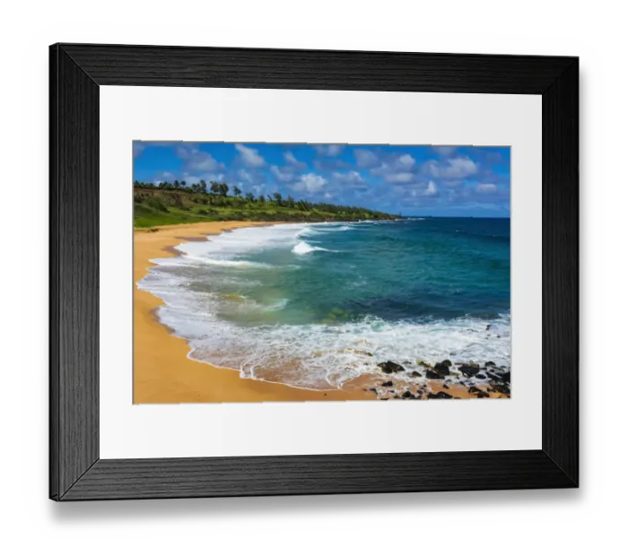 Framed Print : Kuna Bay, Lihue, Kauai, Hawaii, USA