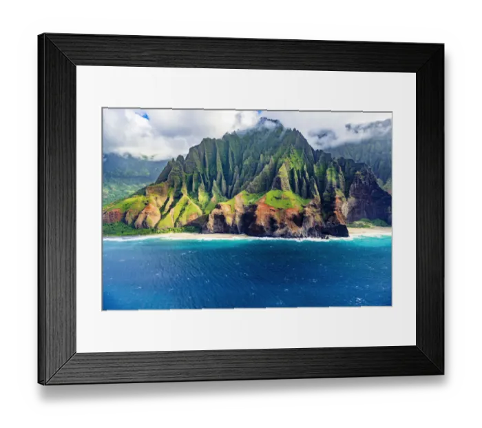 Framed Print : Kalalau Beach on the Na Pali Coast, Coast Wilderness State Park, Kauai, Hawaii, USA